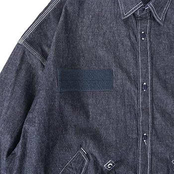 『GANRYU』 デニムシャツ　切替　希少　デザインシャツ　ブルー　【M】 GANRYU』 デニムシャツ切替希少デザインシャツブルー【M】